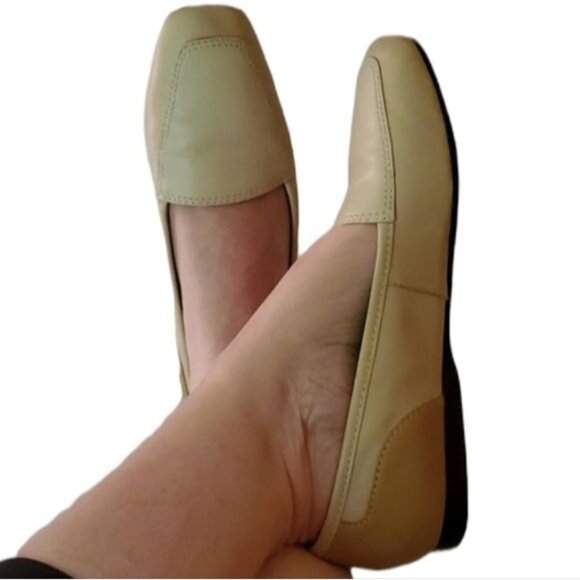 Flats Loafers Slip On Shoes Enzo Angiolini Leather Cream Tan Women's WOMAN'S 7M - Picture 1 of 15
